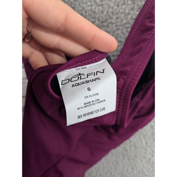 NWT Dolfin Aquashape Women's Moderate Scoop Back Purple One Piece Swimsuit sz 6 - Picture 11 of 12